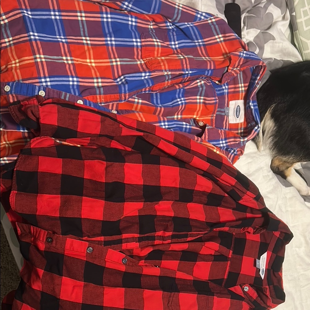 Old Navy Women’s Red and Blue Plaid Shirts